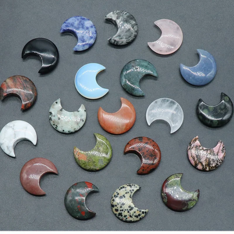 

12pcs Loose Crescent Moon Statue Jewelry Natural Crystal Stone Bead Mascot Meditation Healing Reiki Gems Home Decoration Making