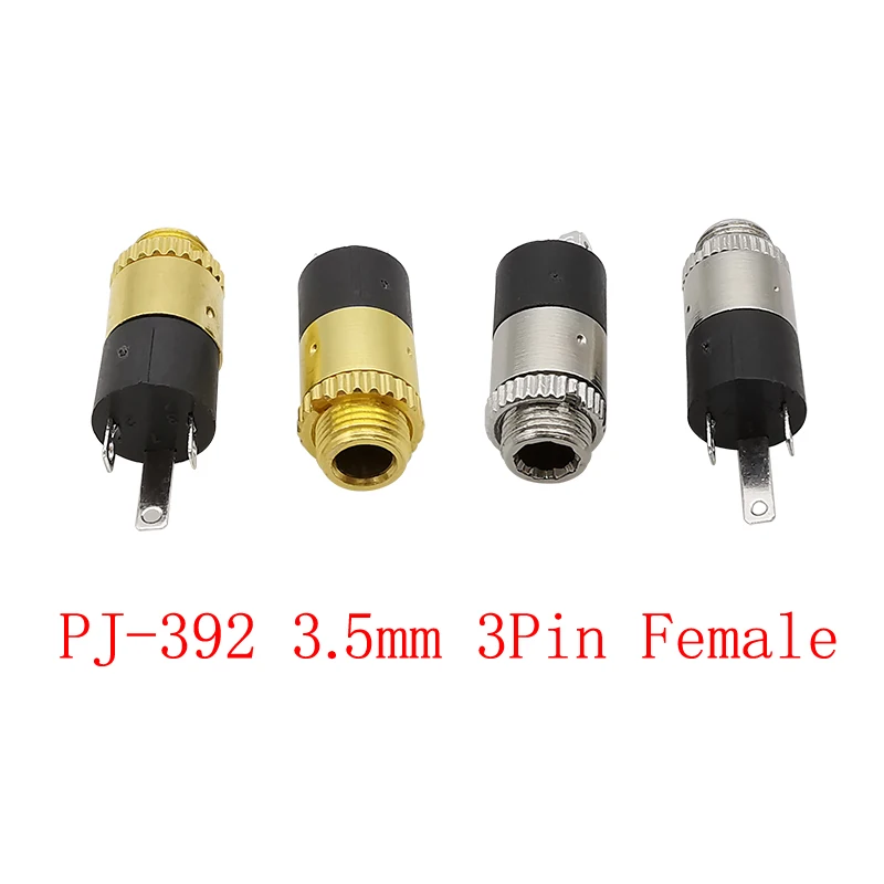 10Pcs/lot PJ-392 Jack 3.5mm Stereo Female Socket 3 Pin Pole Audio Headphone Connector TRS Plugs 3.5mm Jacks Audio Connectors