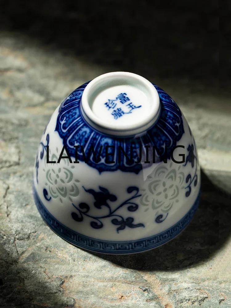 Obrázek 4: A-15 porcelán ruka maloval kung fu čaj pohár modrá a bílá po jednom pohár čajové nádobí