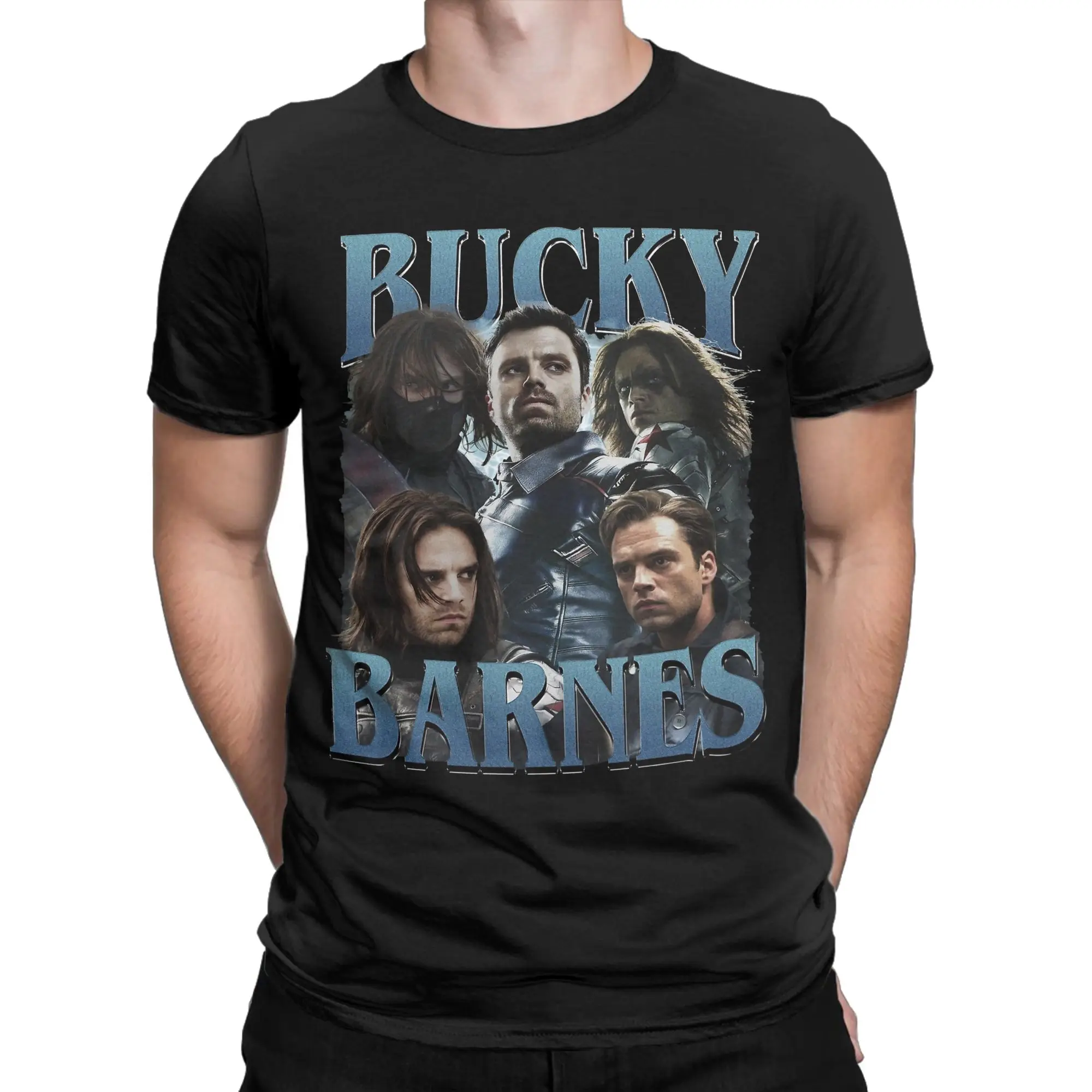 Bucky Barnes Thunderbolts Winter Soldier Sebastian Stan  T-Shirt Men's Cotton Clothes Casual O-neck Short Sleeve
