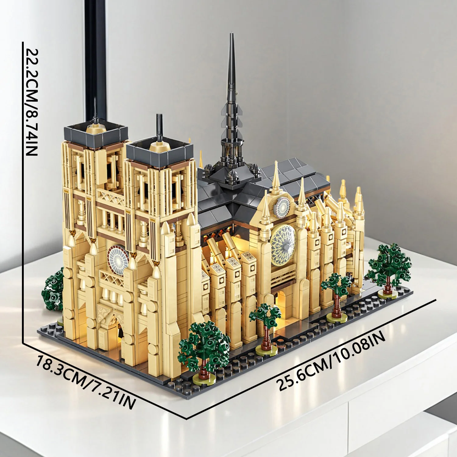 1575 elementów Notre Dame De Paris Church Architecture Building Blocks Toy Set Assembly Bricks Model z LED Desktop Decoration Gifts