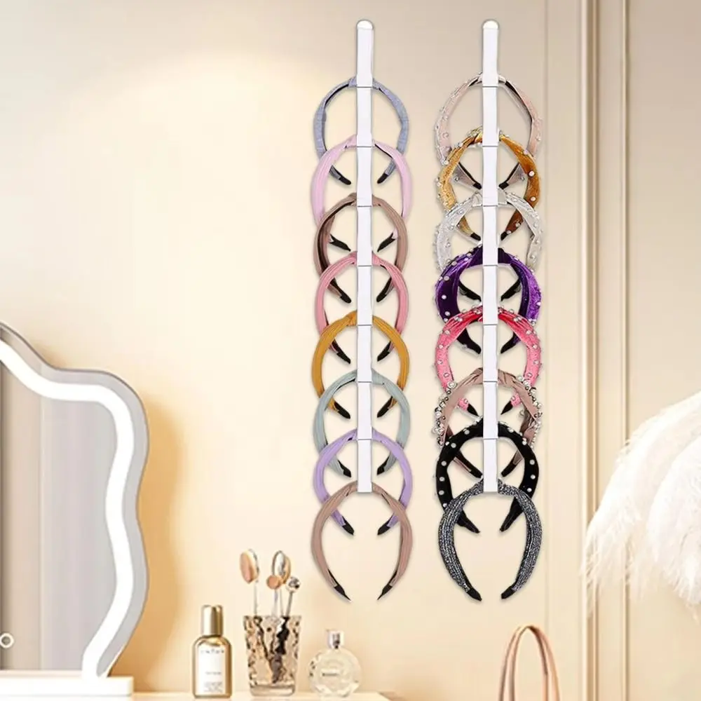 욕실용 탄성 헤어밴드 정리함 벽걸이형 8칸 헤어밴드 보관 홀더 공간 절약형 벽걸이 헤어밴드 홀더 옷장용