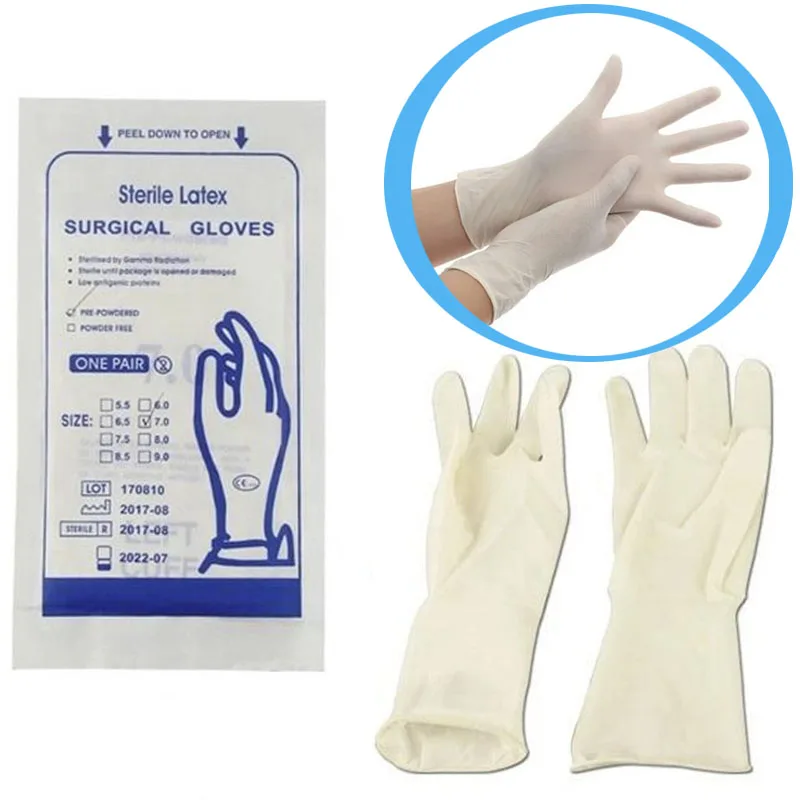 

Surgical gloves, sterile inspection gloves (10 pairs), disposable latex rubber, individually packaged