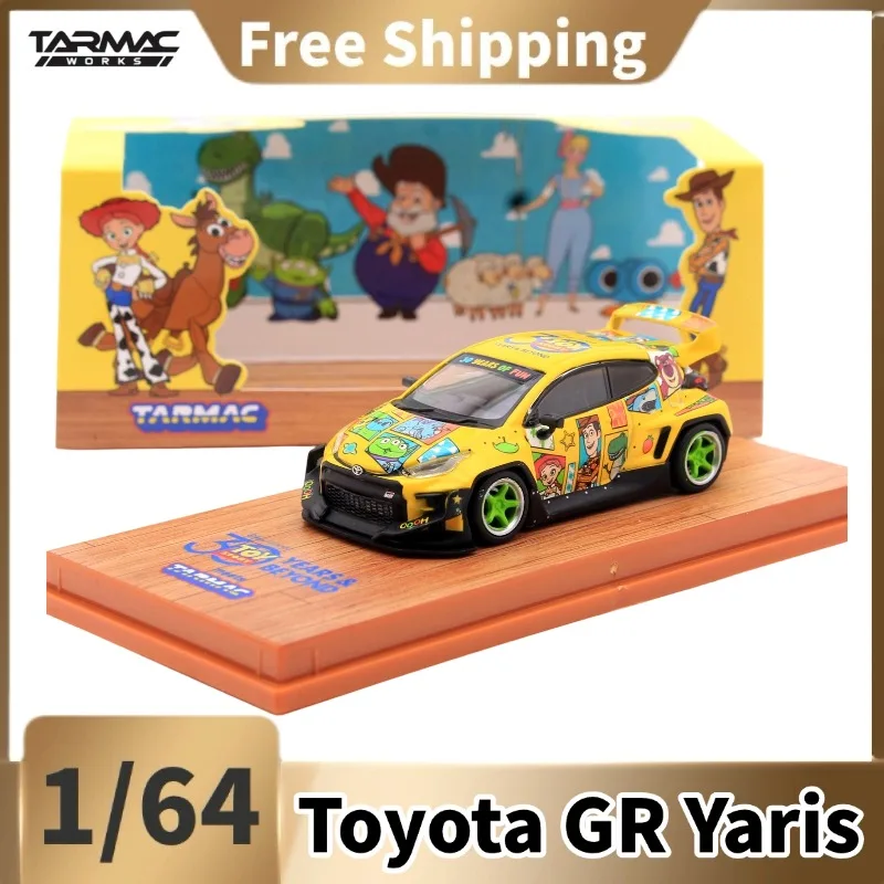 [In Stock] Tarmac Works 1/64 Diecast Toyota GR Yaris, Yellow Cartoon‑Print Livery, Collectible Car Model