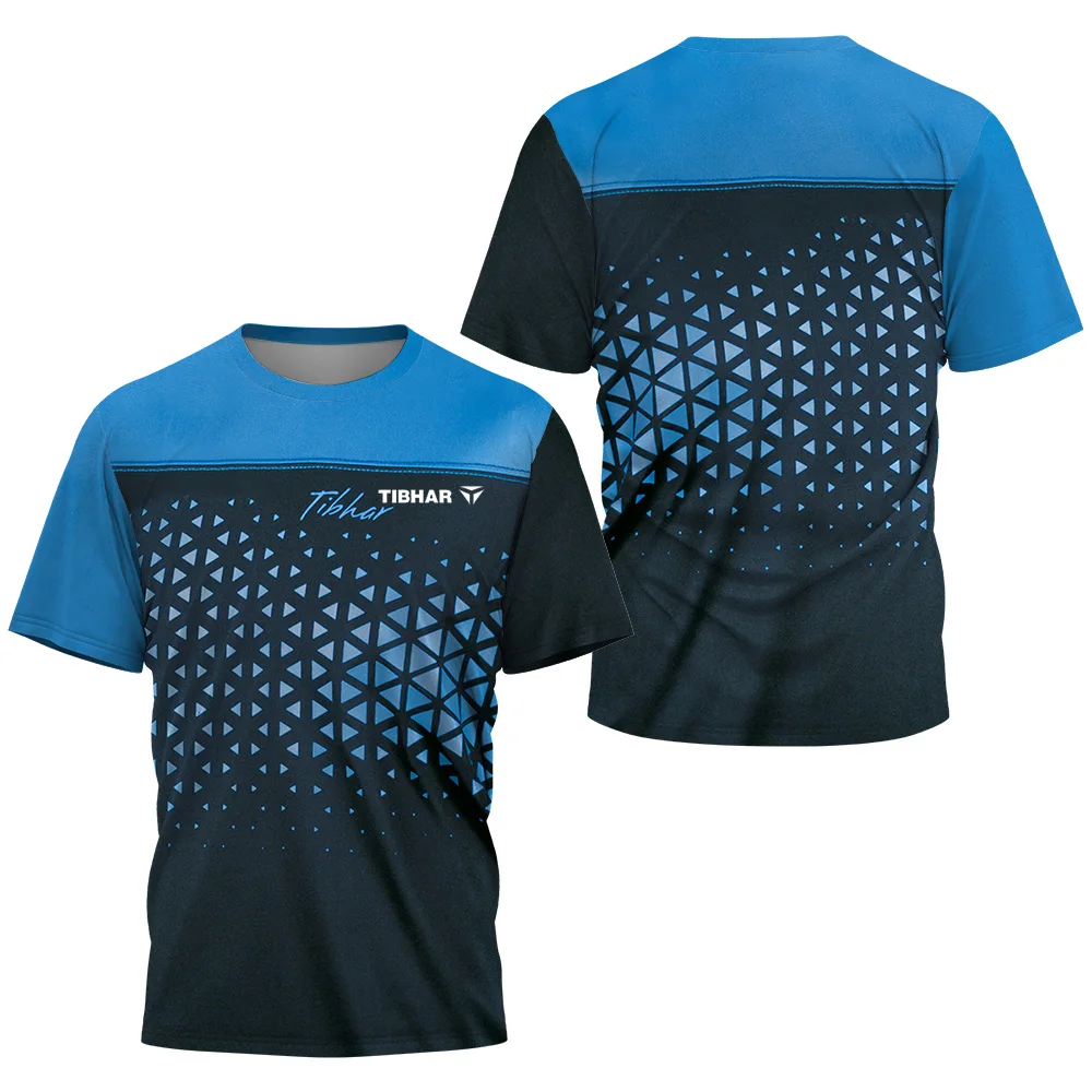 2024 Dreieck Fragment Herren Tischtennis T-Shirt Herren Badminton Tennis T-Shirt Herren Schnelltrocknend Atmungsaktiv Kurzarm