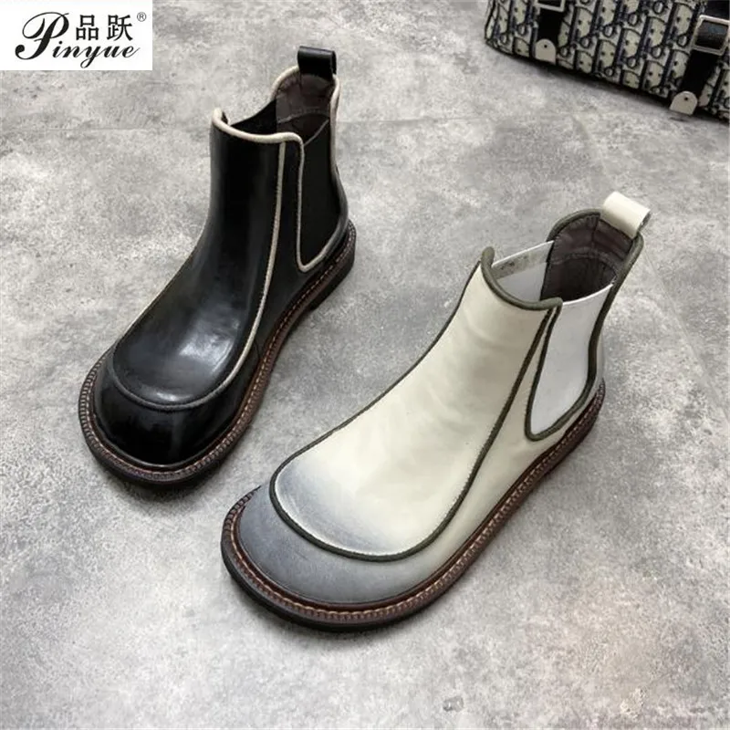 

Europe station new thick bottom high-top shoes motorcycle boots British style patent leather women short boots