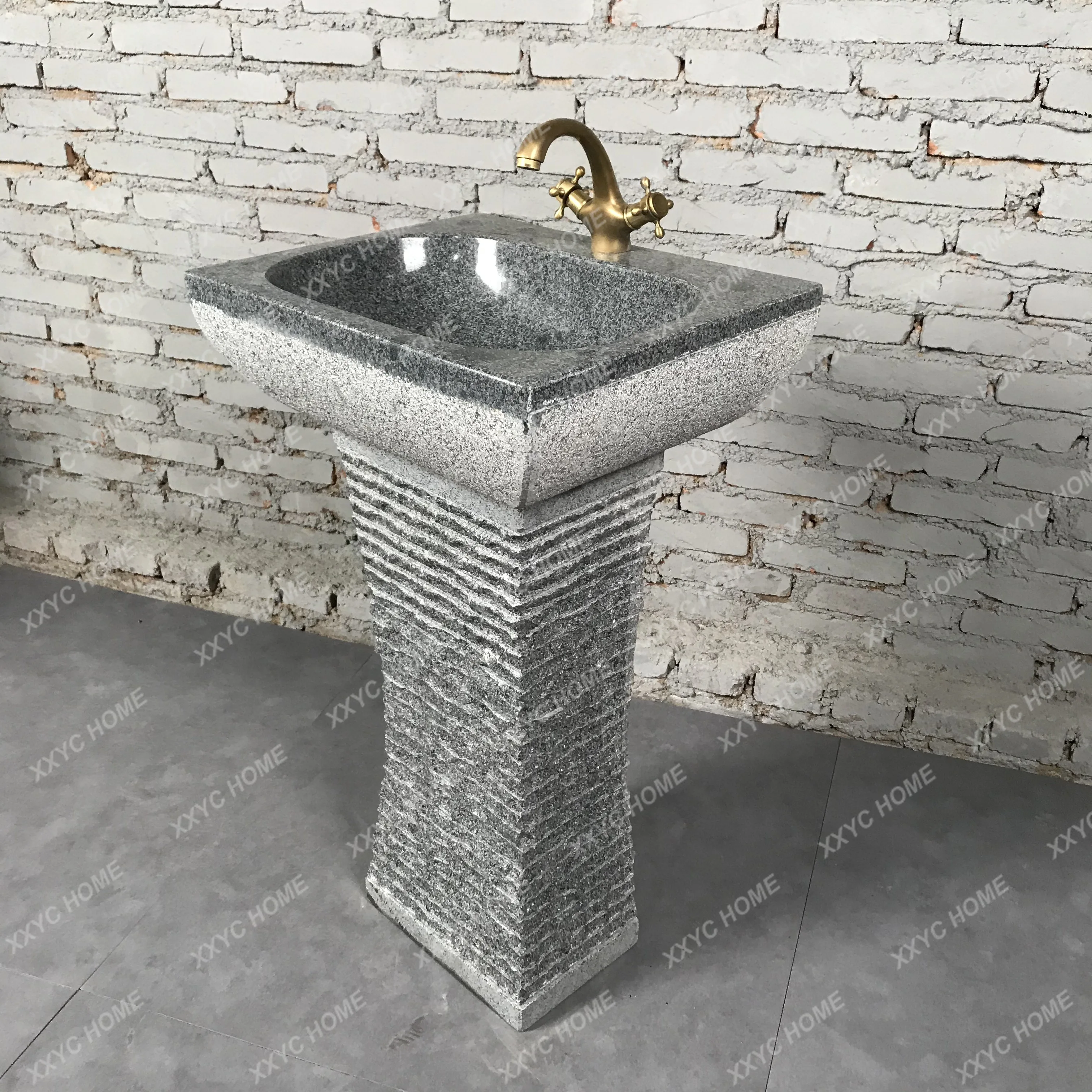 

Natural Stone Wash Basin Outdoor Chinese Courtyard Stone Sink Balcony Washbasin Granite Pedestal Basin