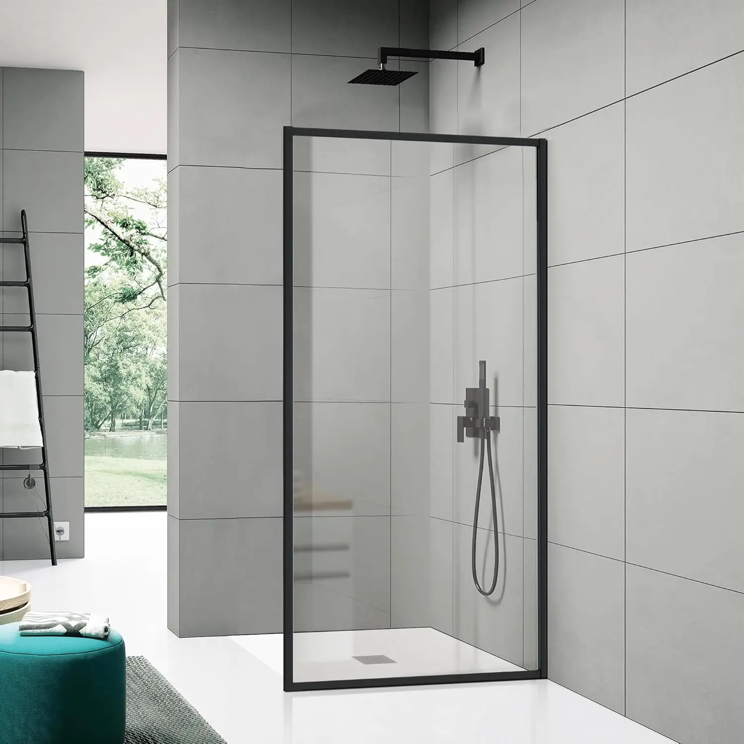 Shower Semi-Framed Glass Panel, 34