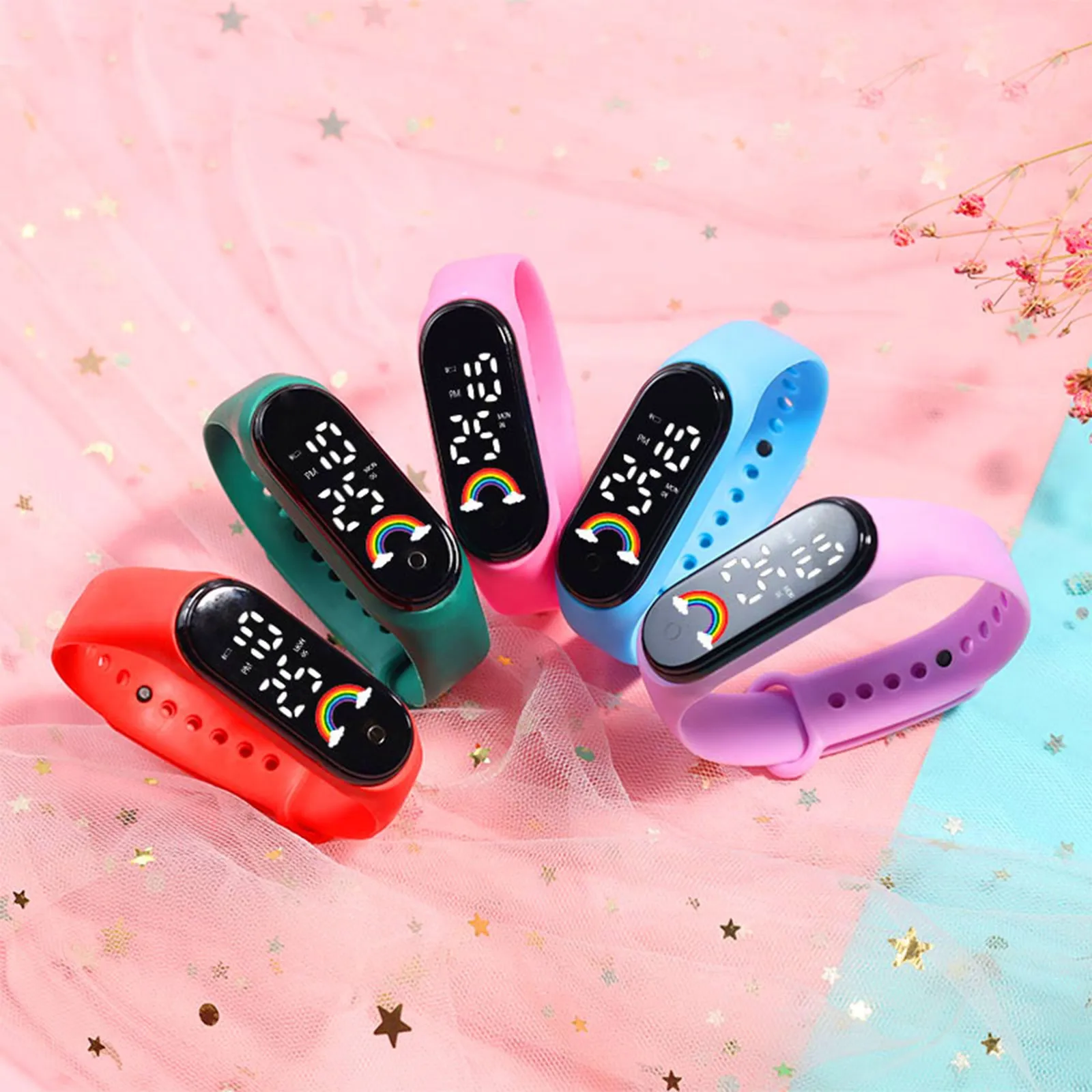Children'S Digital Watch Waterproof Smart Touch Led Watch Multicolor Outdoor Sports Fashion Cartoon Watch Birthday Gift