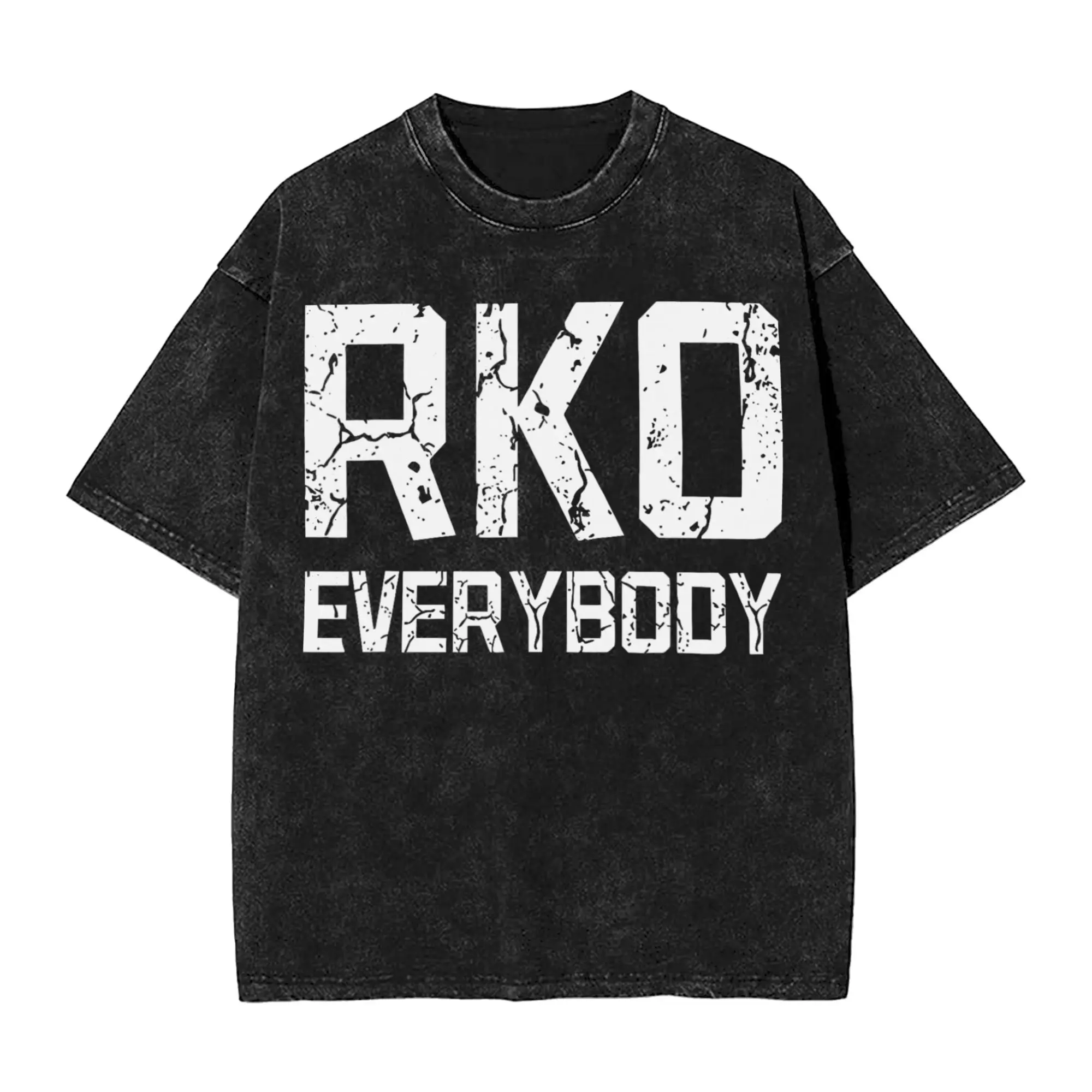 Rko Everybody Washed T-Shirt Man  Vintage Cotton T-Shirts Beach O-Neck Hip Hop Tees Simple Plus Size Clothing