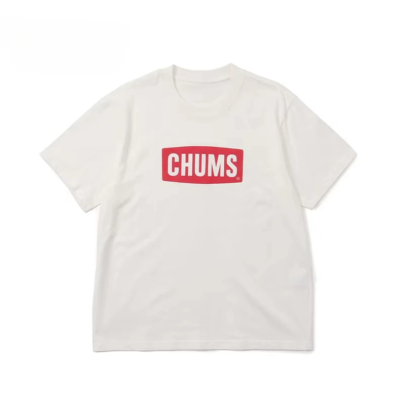 24SS CHUMS Camiseta O que fazer no camping. Camiseta 24SS Chums What To Do in Camping com estampa de letras retrô para uso diário