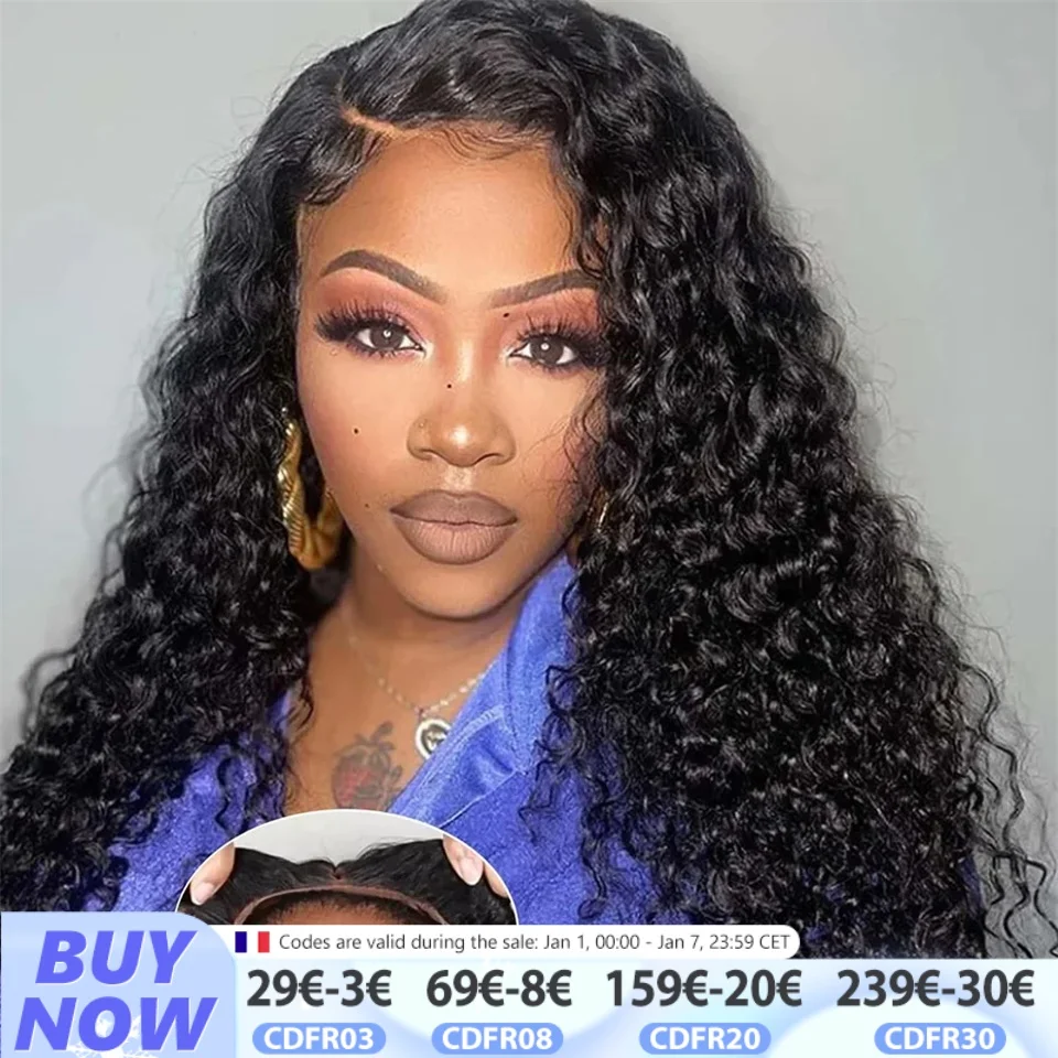 Easy To Wear Deep Wave Glueless Wig 5x5 Transparent Lace Closure Wigs Water Curly Brazilian Human Hair For Women Lace Wig