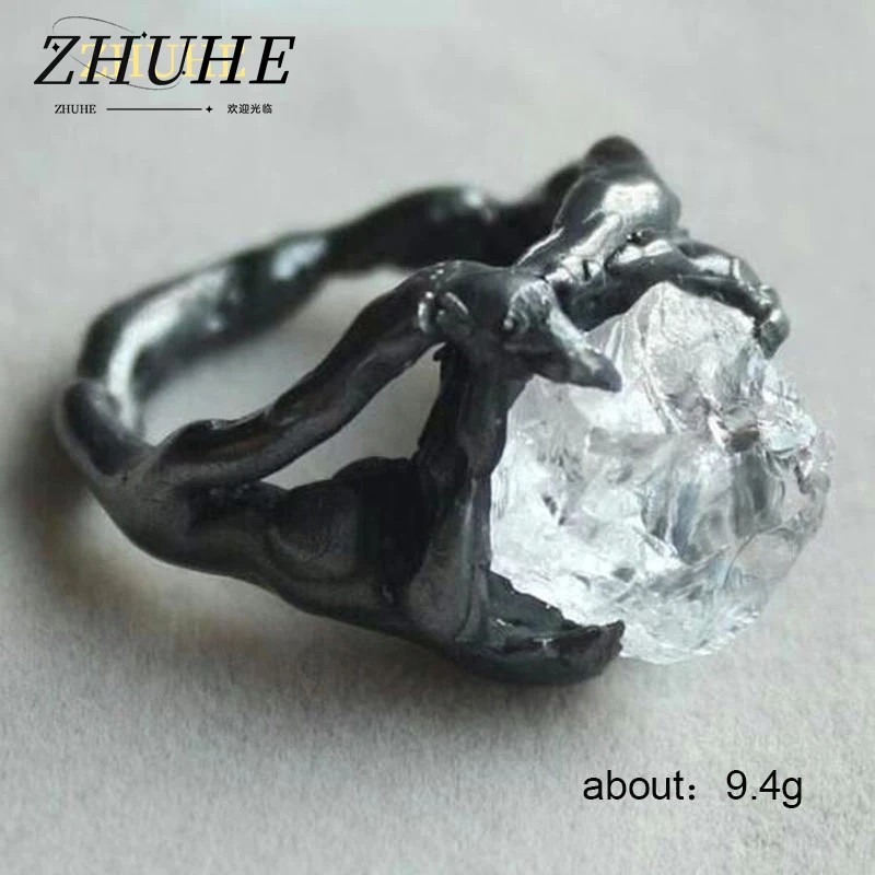 Fashion Ladies Irregular White Crystal Charm Ring Temperament Elegant Party Jewelry Accessories Friend Aifts