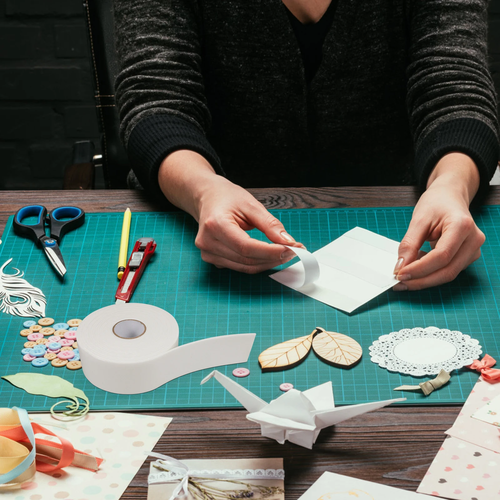 Bande adhésive Double face en mousse blanche, 2 pièces, bande de montage épaisse pour bricolage, Scrapbooking, emballage artisanal de cadeaux, utilisation scolaire et de bureau