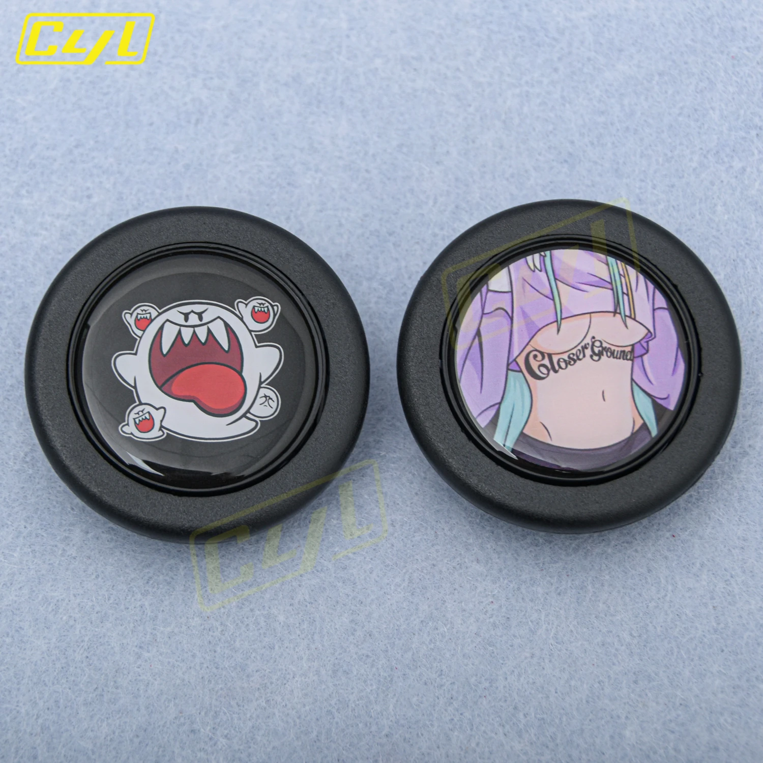 JDM Pulsante clacson al volante in stile anime Altoparlante con copertura push per clacson per auto modificato universale