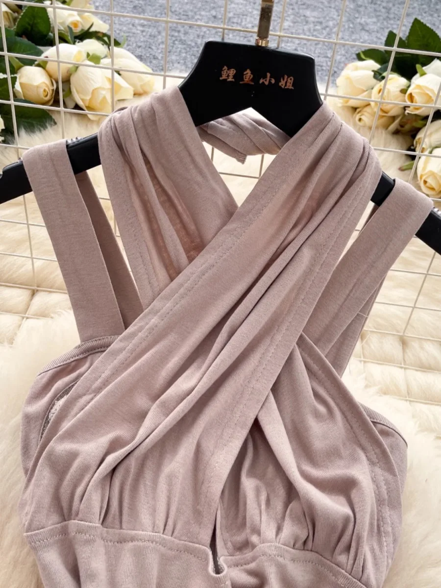 Foamlina moda única recorte cruz pescoço deslizamento vestido feminino puro desejo sexy tempero menina bodycon mini envoltório vestidos magros