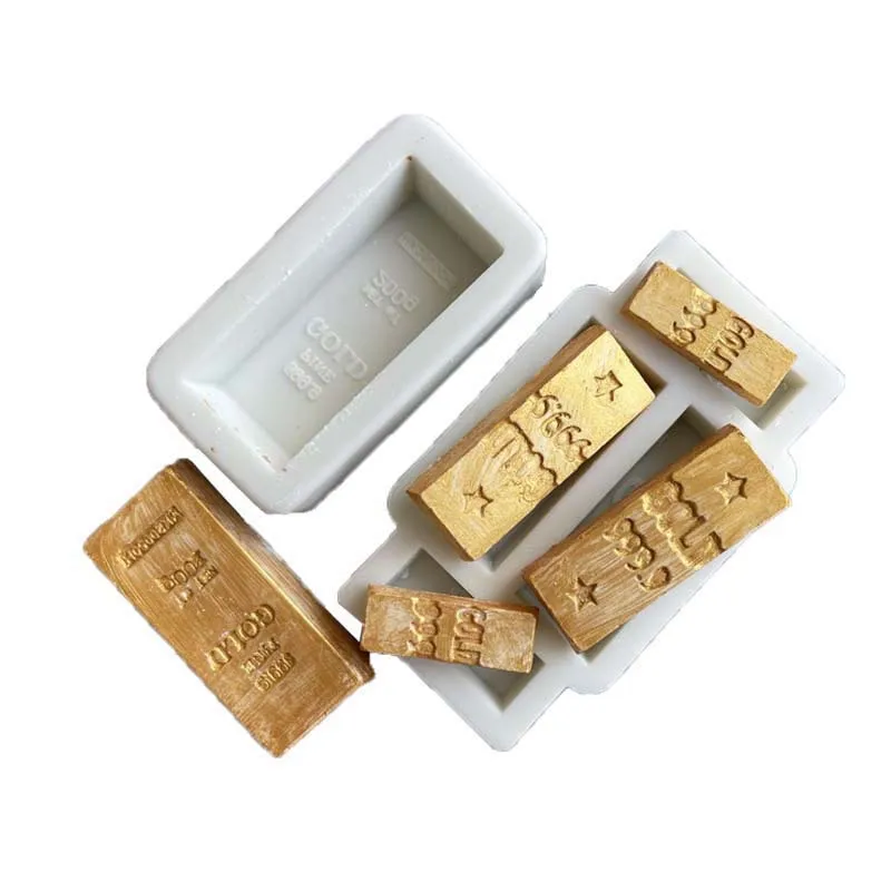 Gold bar silicone sugar turning mold DIY cake chocolate decoration handmade mold