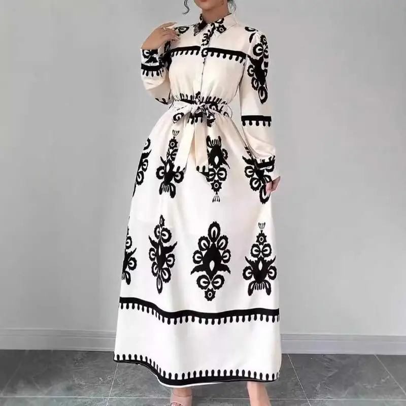

Autumn and winter 2025 printed strap European and American dress vestidos de verano mujer 2025