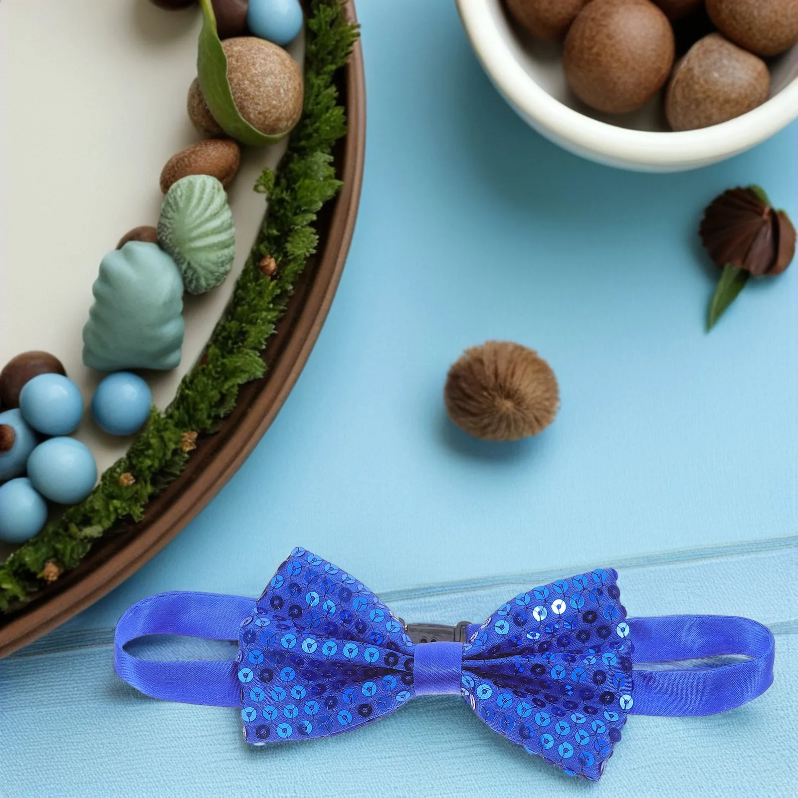 

5Pcs Kids Sequin Bow Tie Shiny Glitter Bowties Adjustable for Children Stage Performance Graduation Outfit Fashion Accessory