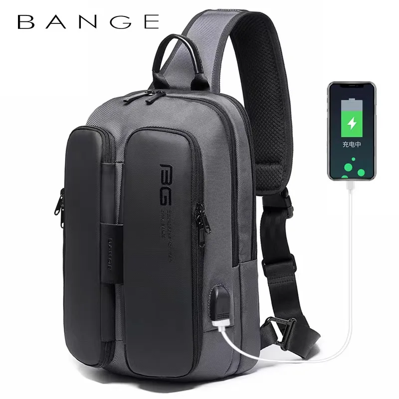 New Cool Chest Bag Shoulder Bag Fashion Joker Lightweight Technology USB Waterproof Outdoor Sports Satchel  High Sense