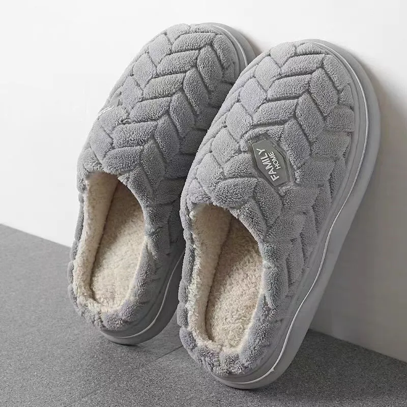 

New Fashion Concise Couple Winter Warm Fluffy Slippers Soft Non-slip Furry Slides Women Men Indoor Plush Flats Home Cotton Shoes