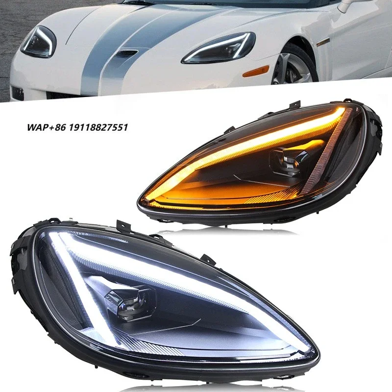 Car Lights for Corvette Headlights 2005-2014 LED Projetor Headlamp Daytime Running Light Automotive Accessories