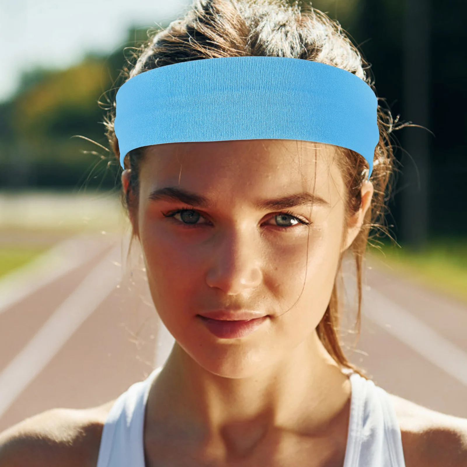 

6Pcs Absorbent Sports Headband Elastic Breathable Polyester Fiber Sweat Sweatband Head Wrap for Running Yoga Workout Fitness