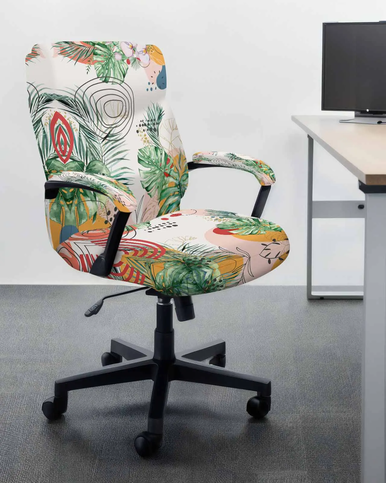 Summer Palm Leaves Abstract Art Elastic Office Chair Cover Gaming Computer Chair Armchair Protector Seat Covers