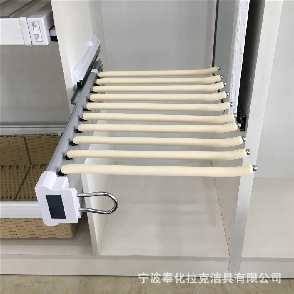 

Фурнитура для гардероба Cloisonn, утолщенная боковая выдвижная стойка, двухтактная передвижная полка для брюк, вешалка для одежды