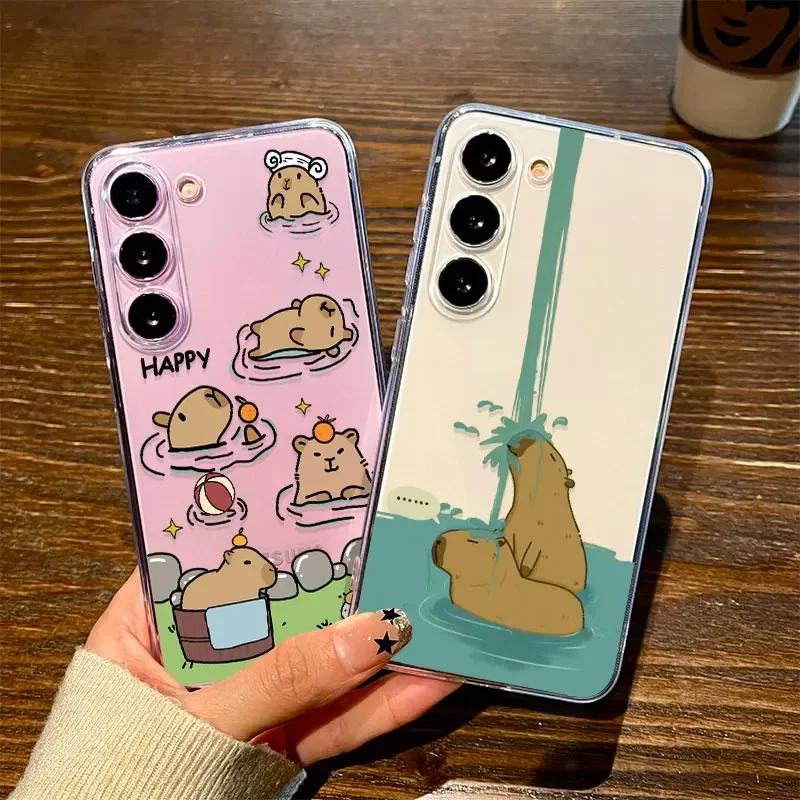 Cute Capybara Phone Case for Samsung Galaxy S24 S23 S22 S21 FE S20 Ultra Plus Soft Silicon Cover Transparent Funny Animal Fundas