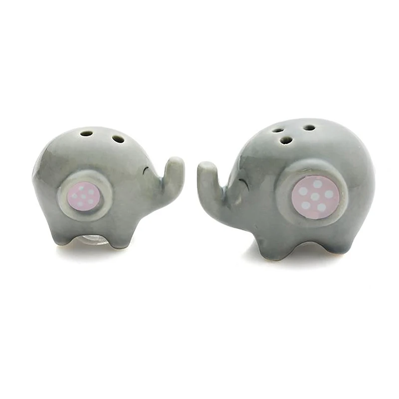 2 Pcs Ceramic Elephant Salt And Pepper Shaker Cartoon Spice Container Wedding Party Favor Tabletop Animal Decoration Spice Jar