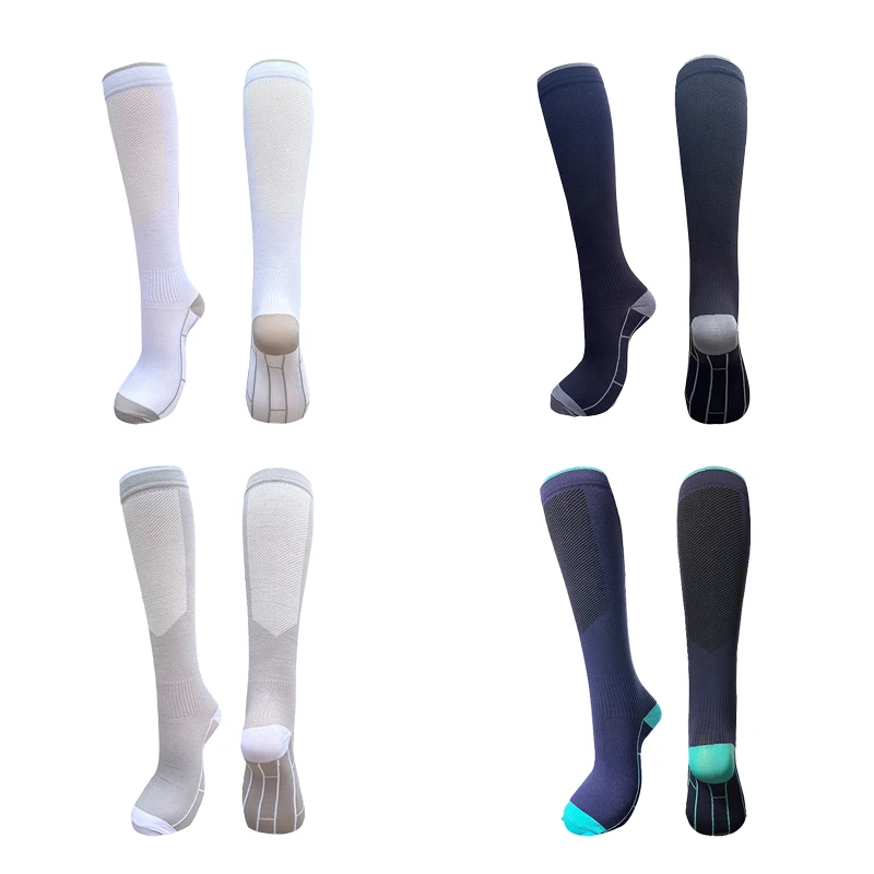1/4 Paar Kompressionssocken für Herren und Damen, 20–30 mmHg – Durchblutungssocken, geeignet für Pflege und Reisen – weiche, atmungsaktive Sportsocken