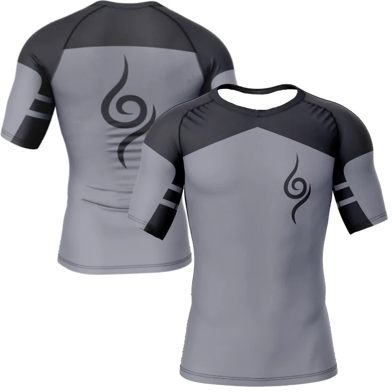 Camiseta de Manga Corta con Estampado del Símbolo Anbu de Naruto, a la Moda 2026, Camiseta Deportiva de Malla Transpirable, Compresión para Fitness, Unisex