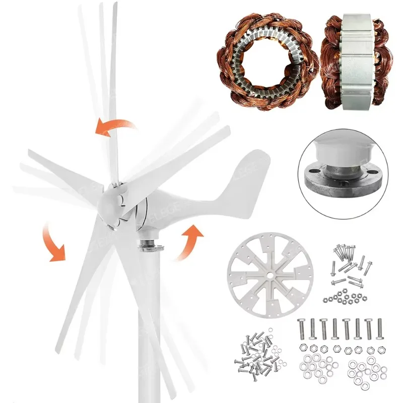 1KW 3KW 5KW 2000W Small Residential Horizontal Axis Wind Turbine Generator 1.1m Rotor Diameter 12V Wind Mill Windmill