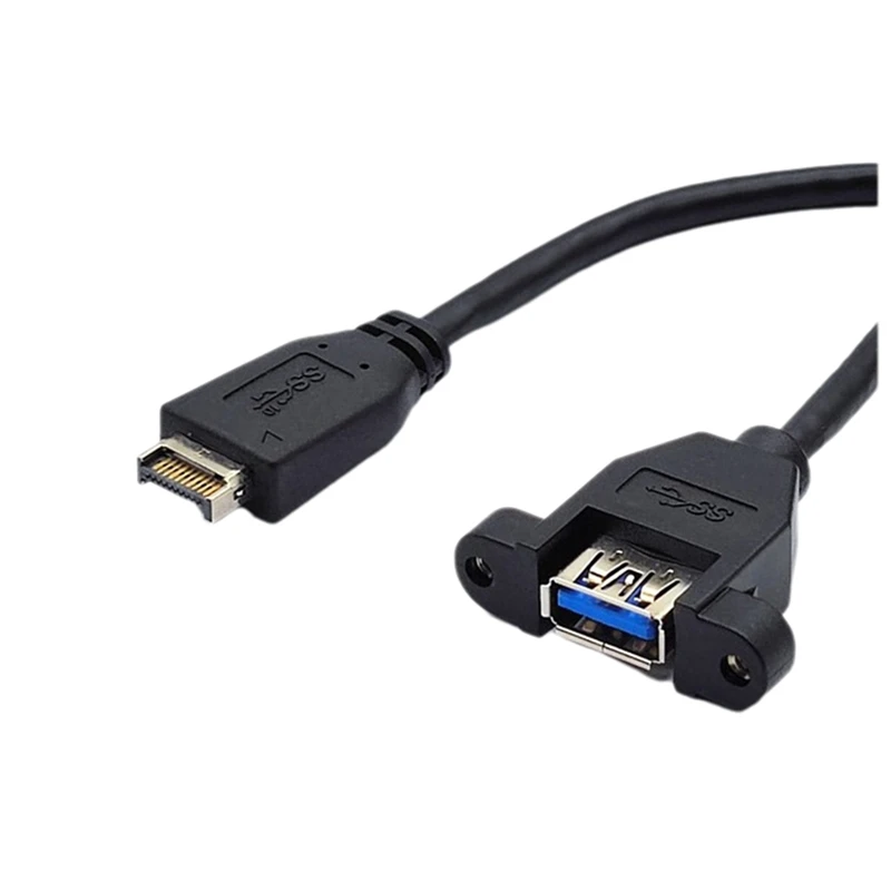 Top-USB 3.2 Gen2 Front Panel Screw Mount Extension Cable 10Gbps 20Pin TYPE-E To USB3.2 TYPE-A Female Connector Extensor