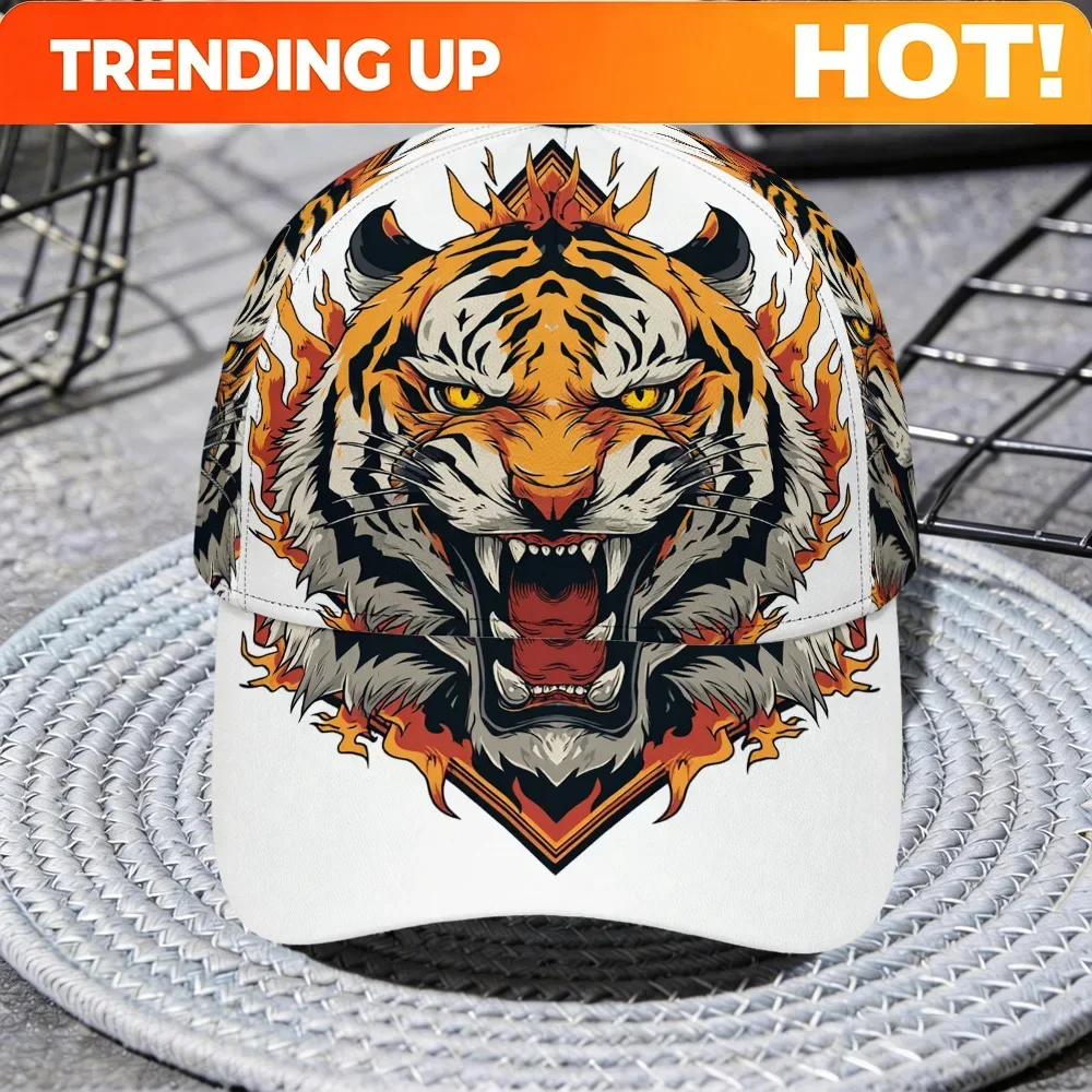 Customization 2D Flat-1pc Fierce Tiger Roar Classic Baseball Cap, Adjustable And Lightweight, Printed Duckbill Cap, Perfect For