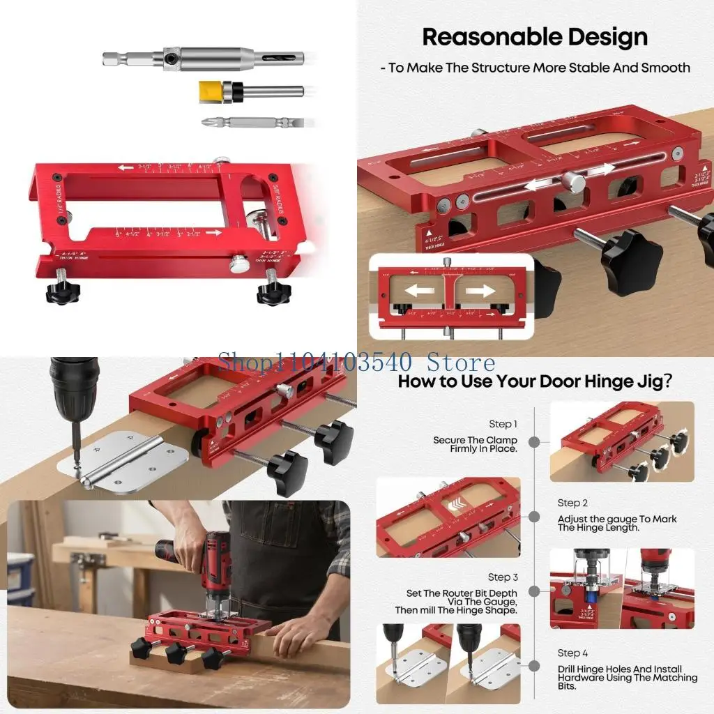 

02DC Door Hinge Mortiser Hinge Installation Router Template for 2.5 to 5in Hinge