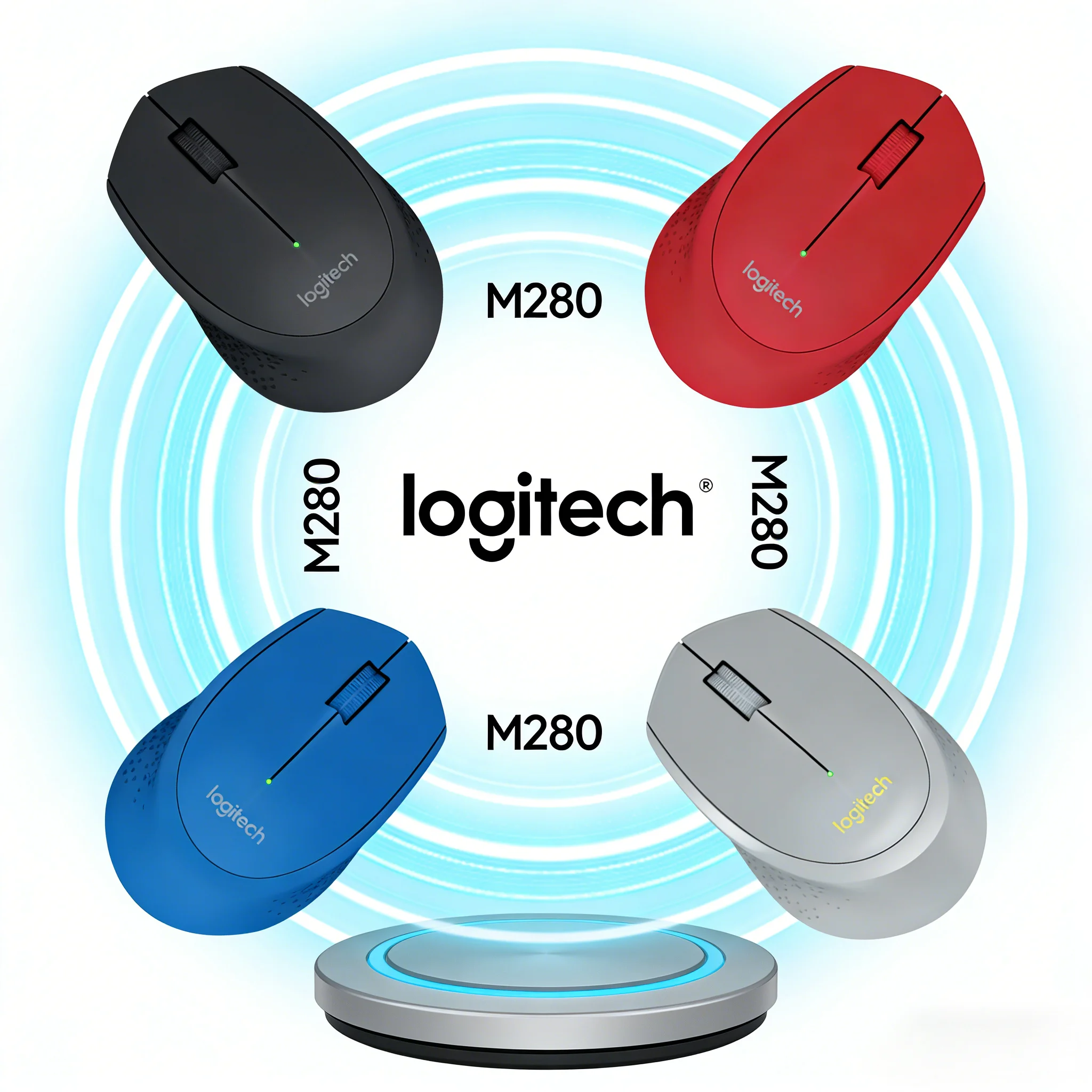 

Logitech M280 Colorful Stylish Wireless Mouse, Ergonomic USB, Battery Durable Portable for Office & Home Ergonomic Grip for Home
