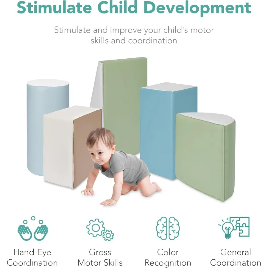 Produtos de melhor escolha 5 peças escalada crawl bloco de espuma macia atividades jogar estruturas para o desenvolvimento da criança coordenação de cores moto