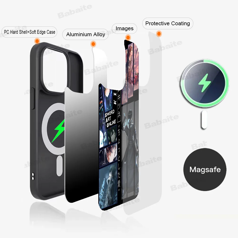 

Sword Art Online Phone Case Magnetic Case For iPhone 16 14 13 12 11 15 Pro Max Plus For Magsafe Wireless Charge Cover