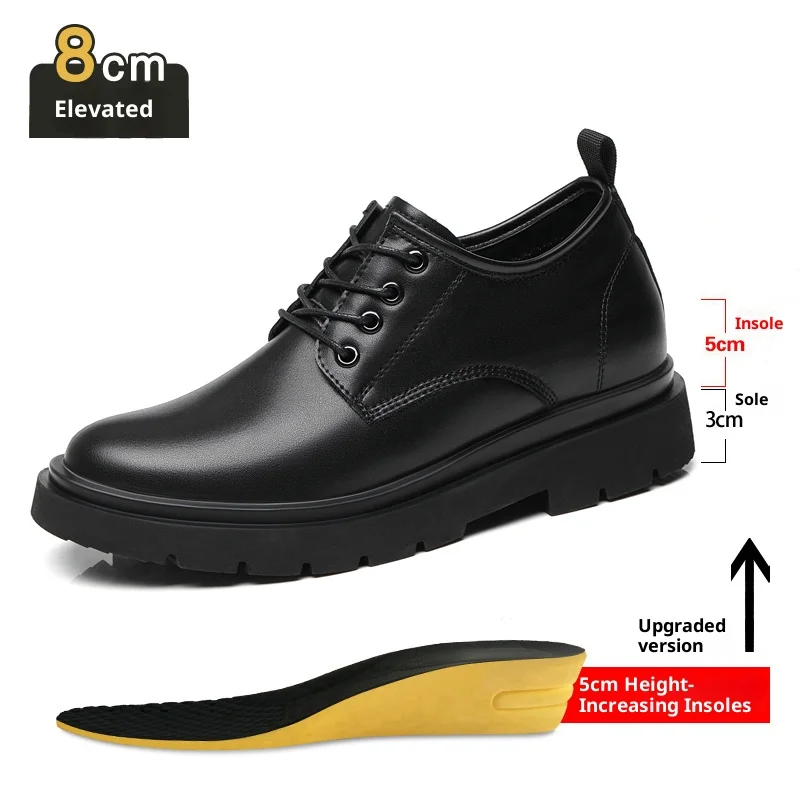 3 سنتيمتر/6 سنتيمتر/8 سنتيمتر الارتفاع زيادة أحذية الرجال جلد البقر الأعمال فستان كاجوال أحذية تنفس غير مرئية مصعد التنقل أوكسفورد