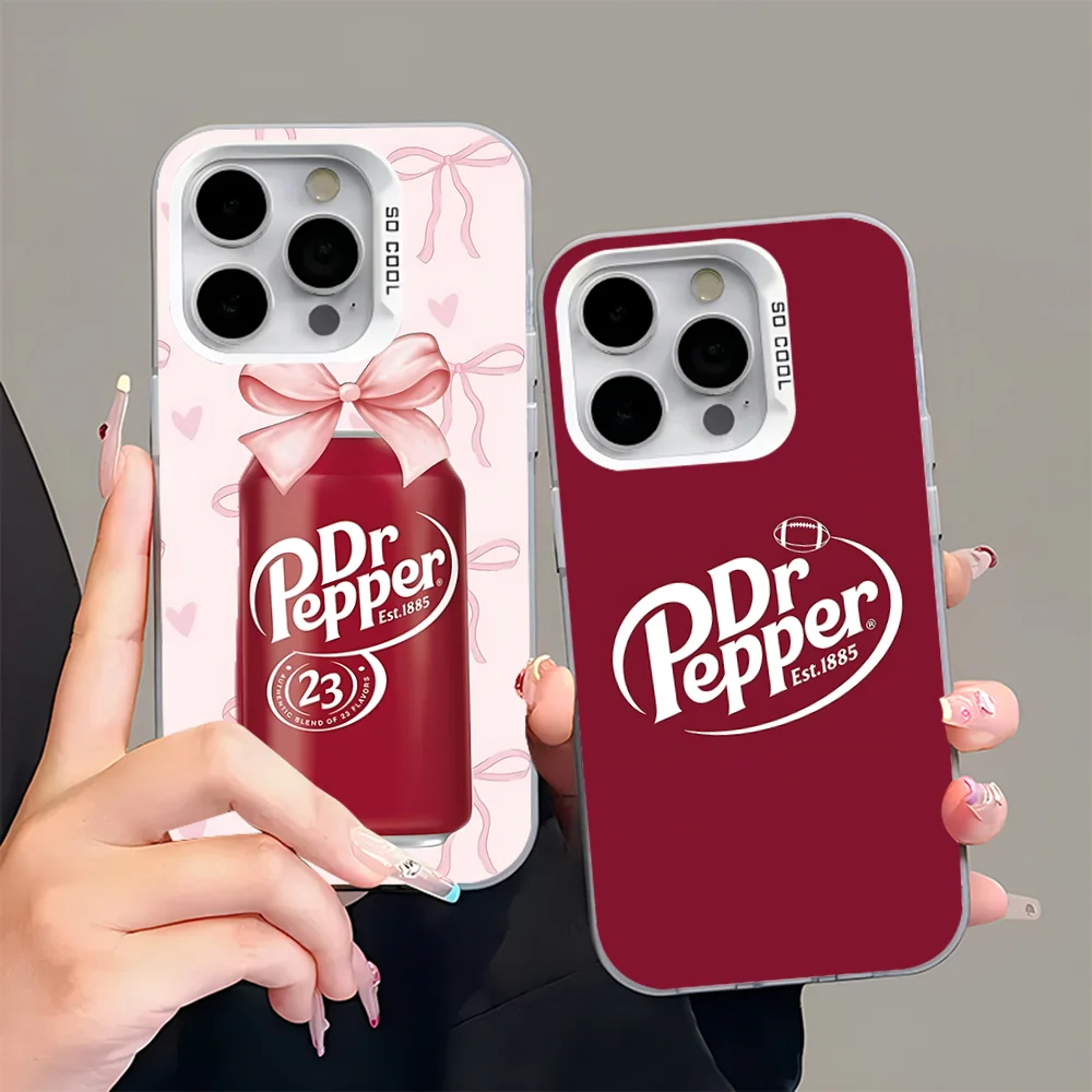 

Fshion Dr-P-Peppers Drink Phone Case For iPhone 16,15,14,13,12,11,Pro,Max,Plus,Mini,XS,SE Anti Fall Gray White Matte Hard Bumper