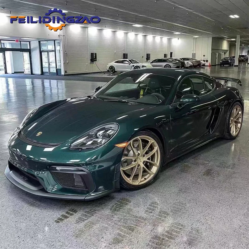 Modified to Gt4 style polypropylene front bumper rear spoiler side skirt car body parts for Pos-che 718 Boxster body kit