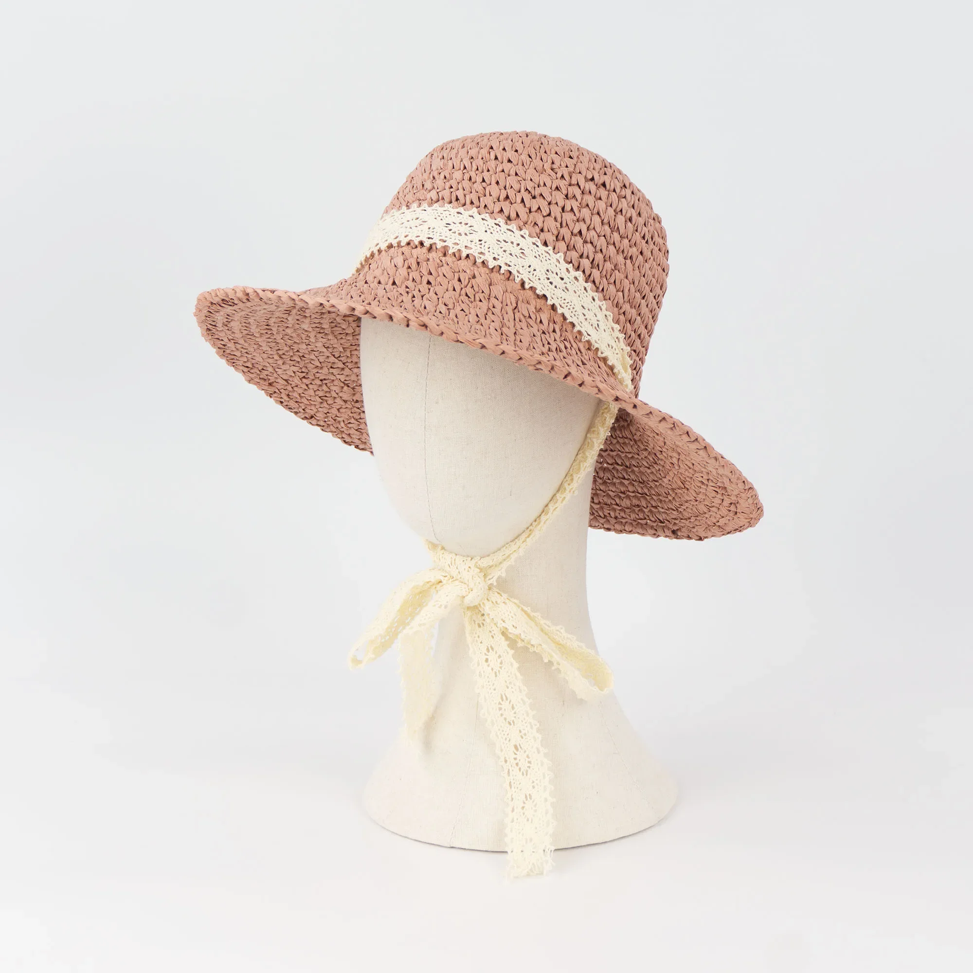 Summer Elegent Women Lace Straw Hat Double Color - Breathable Foldable Versatile Outdoor Sunscreen For Dresses Women bucket hat