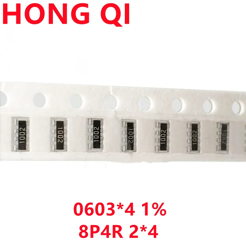 100Pcs 0603*4 1% 8P4R 2*4P SMD Network Resistor Array 0ohm 1 10 100 ohm 1K 10K 100K 1001 1002 1003