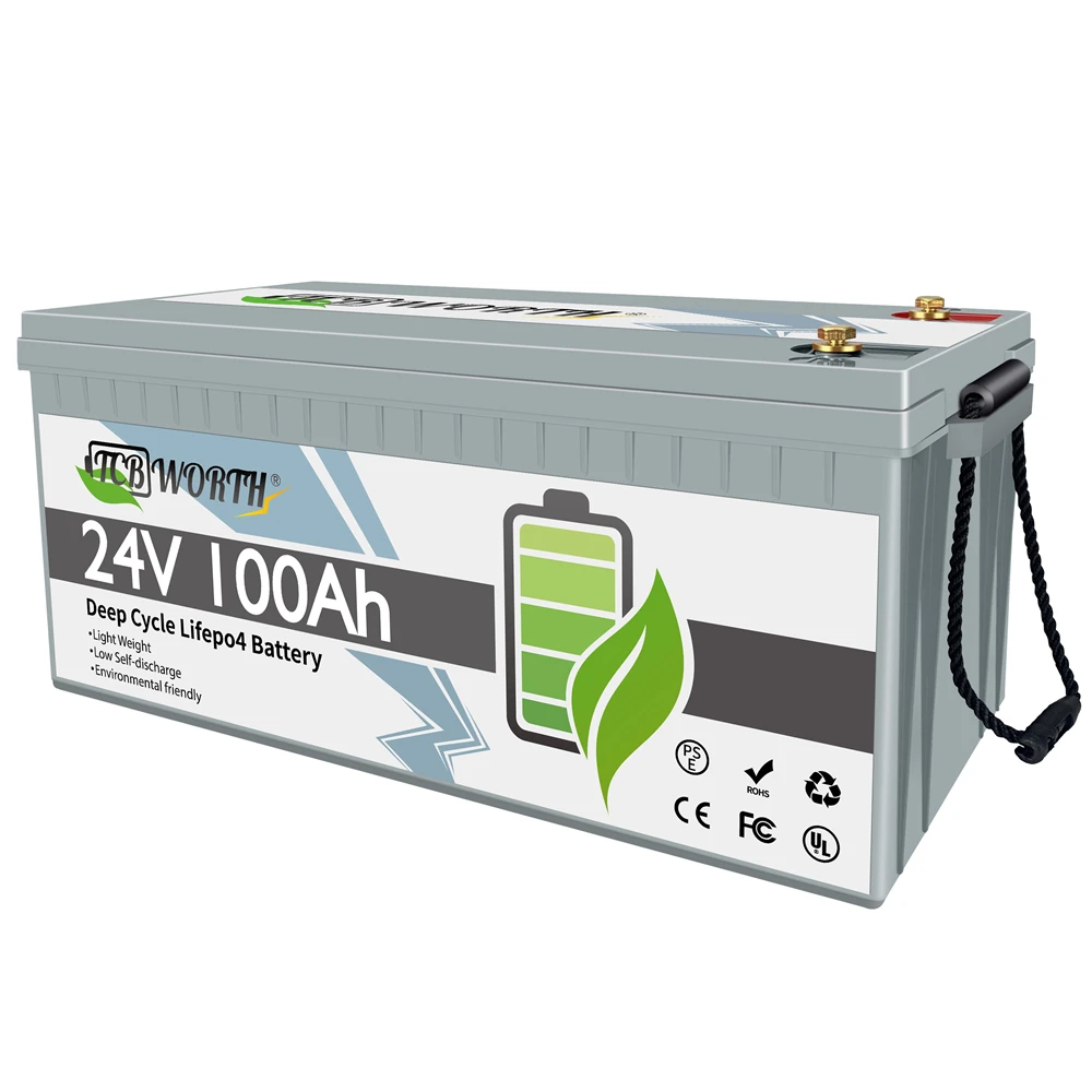 24V Lithium iron Phosphate Battery 60Ah 100Ah LiFePO4 Battery For RV Solar Energy Scooter Tricycle Boat Built-in BMS 10A Charger