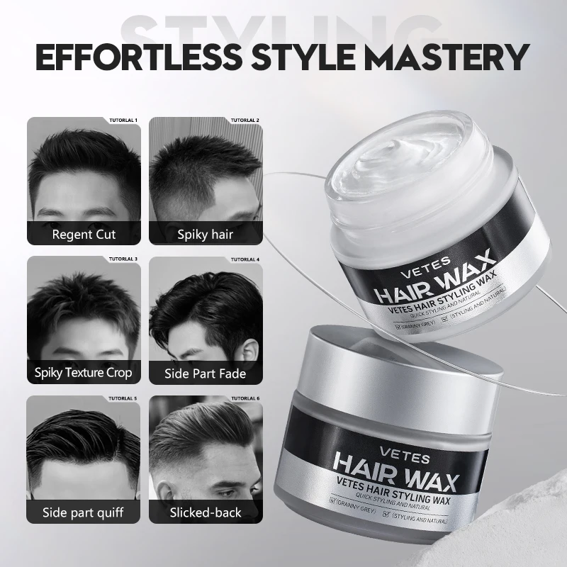 

120g Gray Color Wax Hair Styling Pomade Temporary Molding Dyeing Wax 30s Water Soluable Formula Hair Wax Makeup Instant Stay