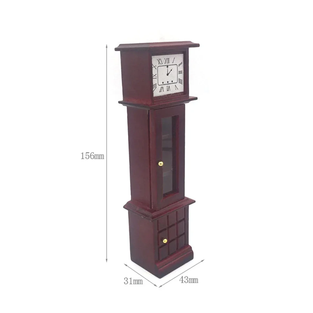 1/12 Dollhouse Miniature Accessories Mini Wooden Vintage Clock Model Simulation Furniture Toys for Doll House Decoration