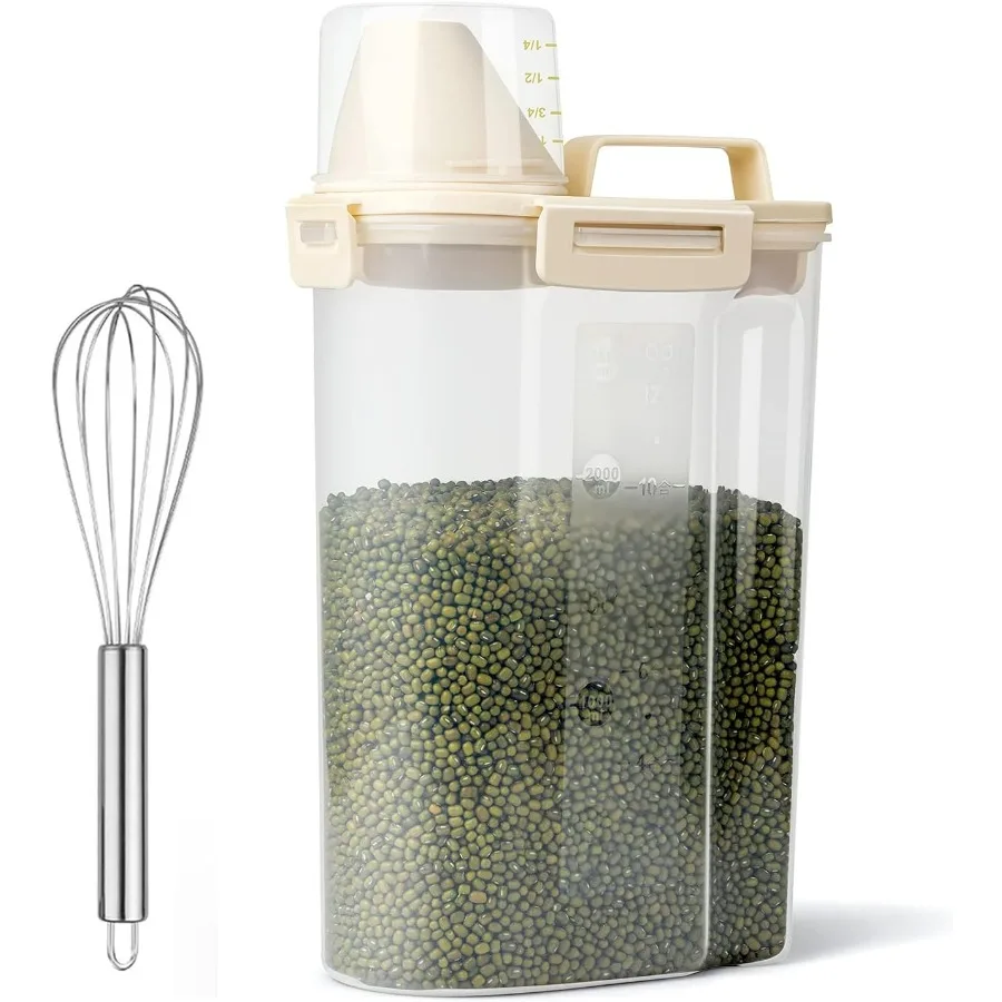 

Rice Airtight Dry Food Storage Containers BPA Free Plastic Storage Bin Dispenser with Pourable Spout Measuring Cup for Cereal F
