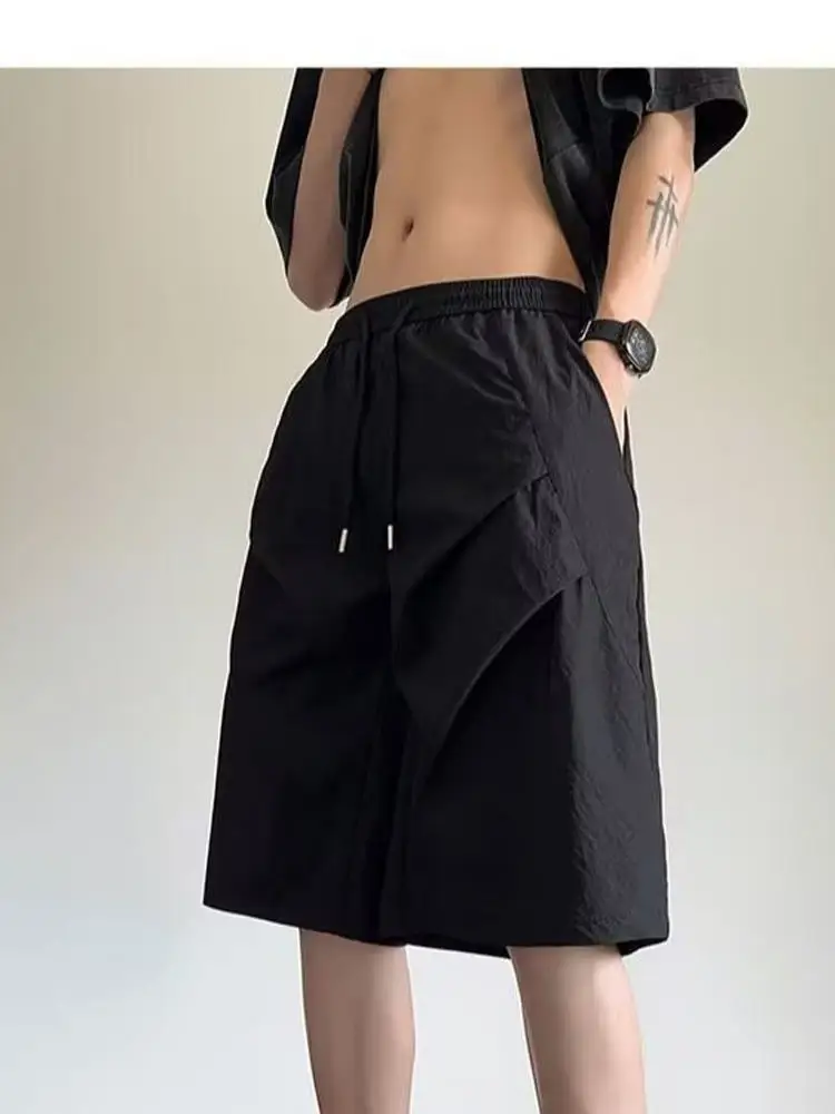 الجليد الحرير كوي الجافة الرجال orts الصيف رقيقة مطوي بنطلون رياضي فضفاض شعور رائع عادية خمسة أرباع طول مستقيم الساق الجينز #4